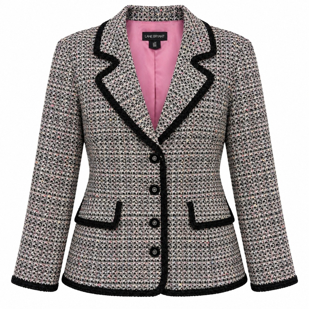 Old Money Preppy Tweed Blazer Womens Size 22 Preppy Coquette Dark Academia Trim